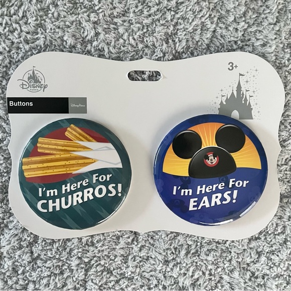 Disney Parks "I'm here for...Ears!" button pin set - Picture 1 of 7